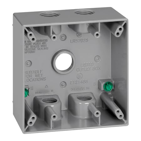Sigma Engineered Solutions Electrical Box, Outlet Box Type, 2 Gangs, Die-Cast Metal 14353-5
